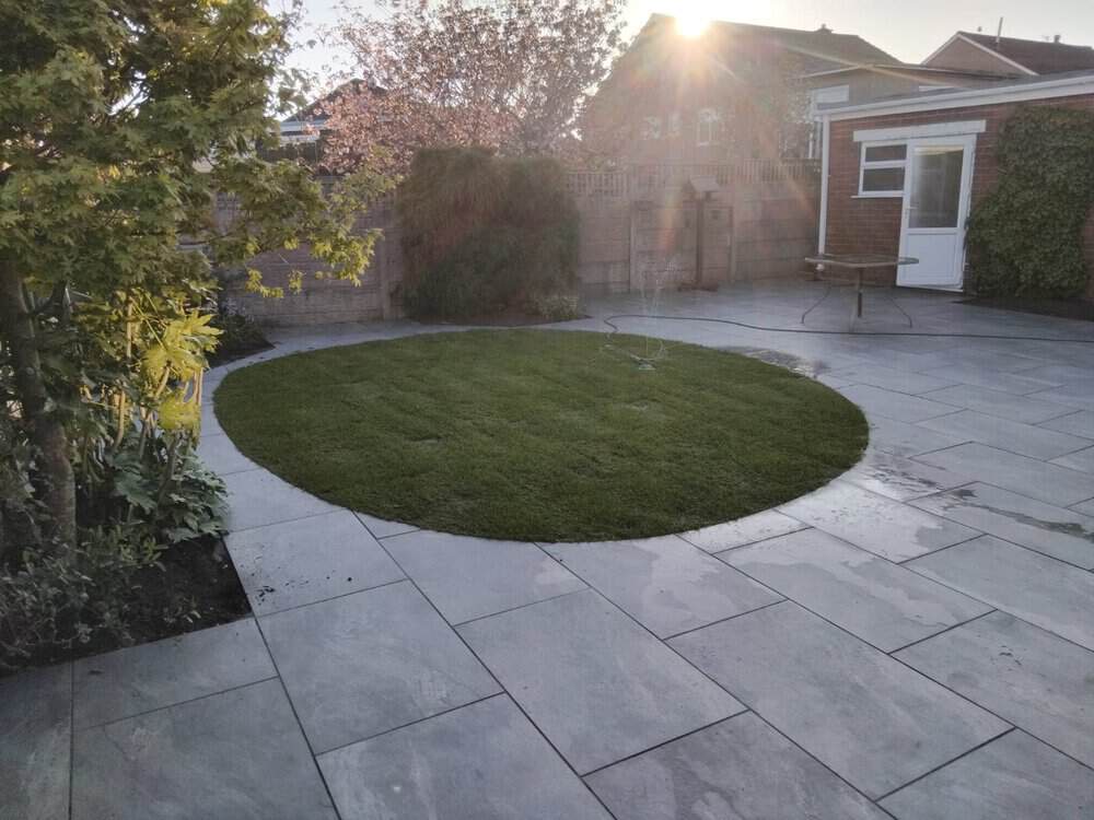 Patio Paved Using Porcelain Tiles Cumbria