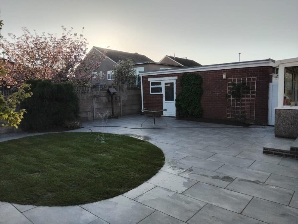 Patio Paved Using Porcelain Tiles Cumbria